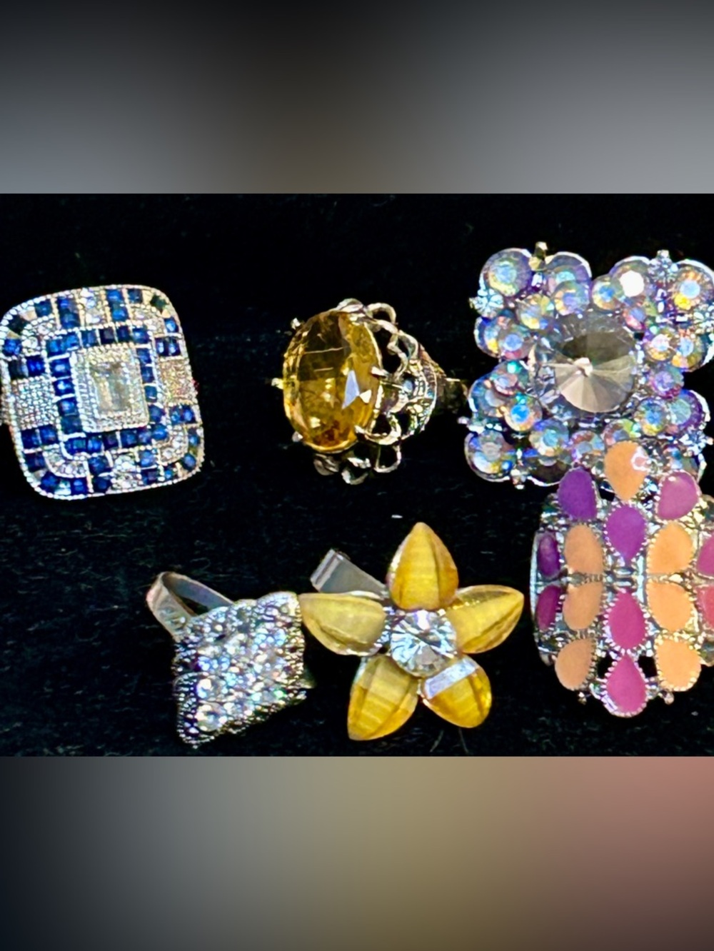 Vintage Cocktail Rings.  Lot of 26!  All sizes! - Picture 6 of 16